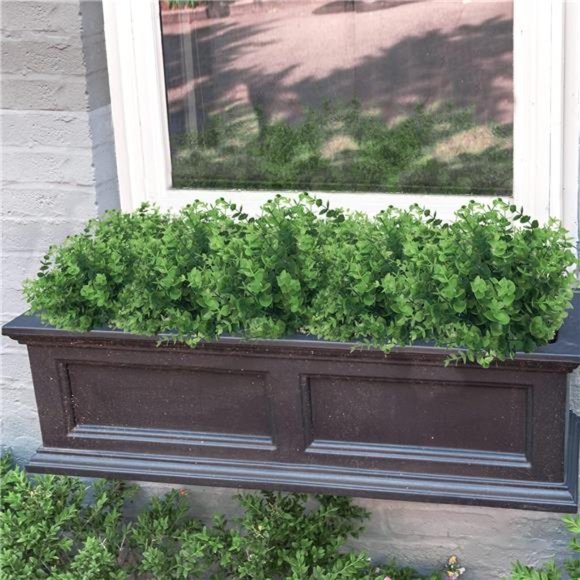 24 Pack Artificial Greenery Outdoor Plants, Fake Plastic Boxwood Shrubs Stems - Picture 5 of 7